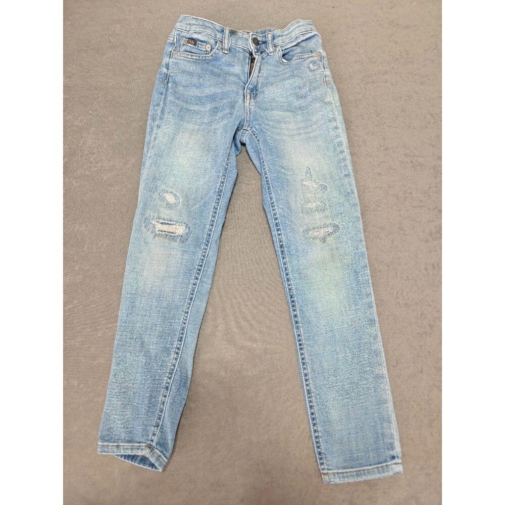 Polo Ralph Lauren Boys Jeans Light Wash Distressed Adjustable Waist 24x24
